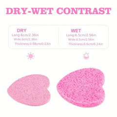 Heart Shape Compressed Facial Sponges Natural Cleansing Pads