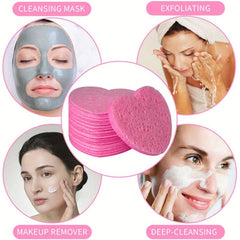 Heart Shape Compressed Facial Sponges Natural Cleansing Pads