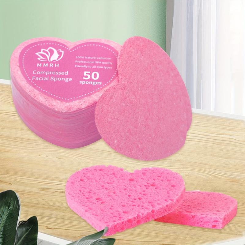 Heart Shape Compressed Facial Sponges Natural Cleansing Pads