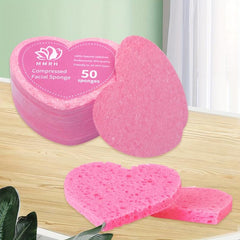 Heart Shape Compressed Facial Sponges Natural Cleansing Pads