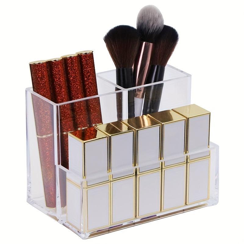 Makeup Organizer Cosmetic Storage Display Case 3 Partitions Transparent