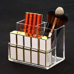 Makeup Organizer Cosmetic Storage Display Case 3 Partitions Transparent