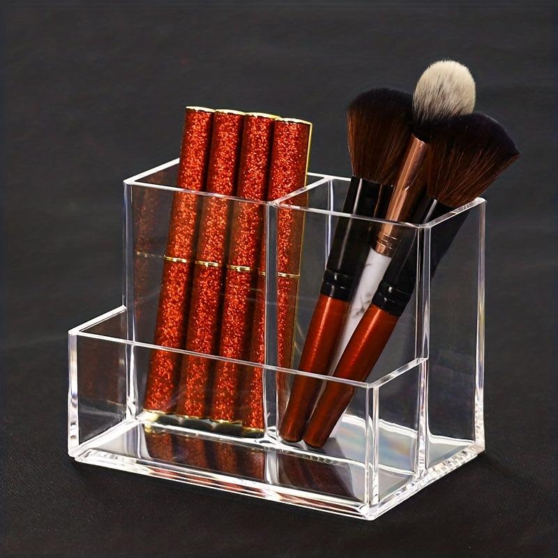 Makeup Organizer Cosmetic Storage Display Case 3 Partitions Transparent