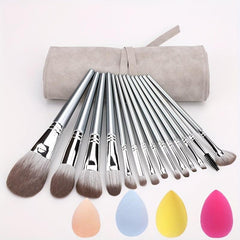 14-Piece Green Cloud Makeup Brush Set for Beginners
