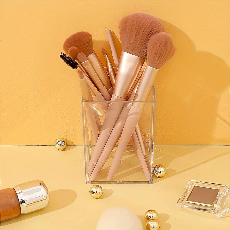 Clear Pen & Makeup Brush Holder for Desk Organization at Office School Home