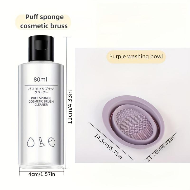 2pcs Makeup Brush Cleaner & Cleaning Mat Kit Silicone Scrubber