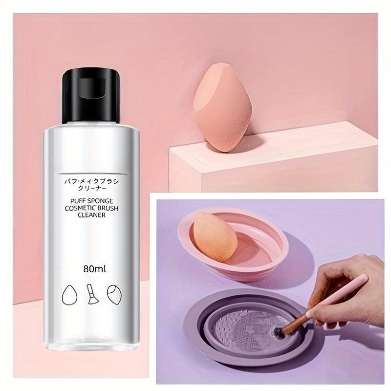 2pcs Makeup Brush Cleaner & Cleaning Mat Kit Silicone Scrubber