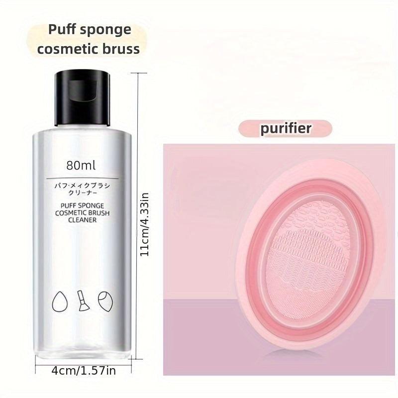 2pcs Makeup Brush Cleaner & Cleaning Mat Kit Silicone Scrubber