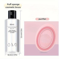 2pcs Makeup Brush Cleaner & Cleaning Mat Kit Silicone Scrubber