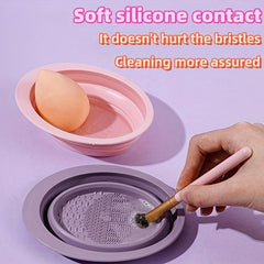 2pcs Makeup Brush Cleaner & Mat Kit Silicone Folding Scrubber Beauty