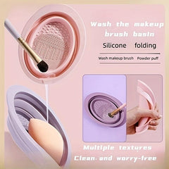 2pcs Makeup Brush Cleaner & Mat Kit Silicone Folding Scrubber Beauty