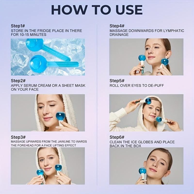 Cooling Ice Globes for Facials Reduce Puffy Smooth Wrinkles & Tighten Skin