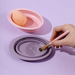 3pcs Makeup Brush Cleaning Set: Mat, Drying Net, Cleanser
