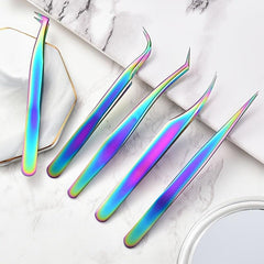 Colorful Eyelash Extensions Tweezers Stainless Steel Lash Tweezers