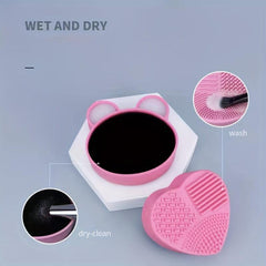 Silicone Makeup Brush Cleaning Mat with Sponge Clean Wet & Dry Brushes
