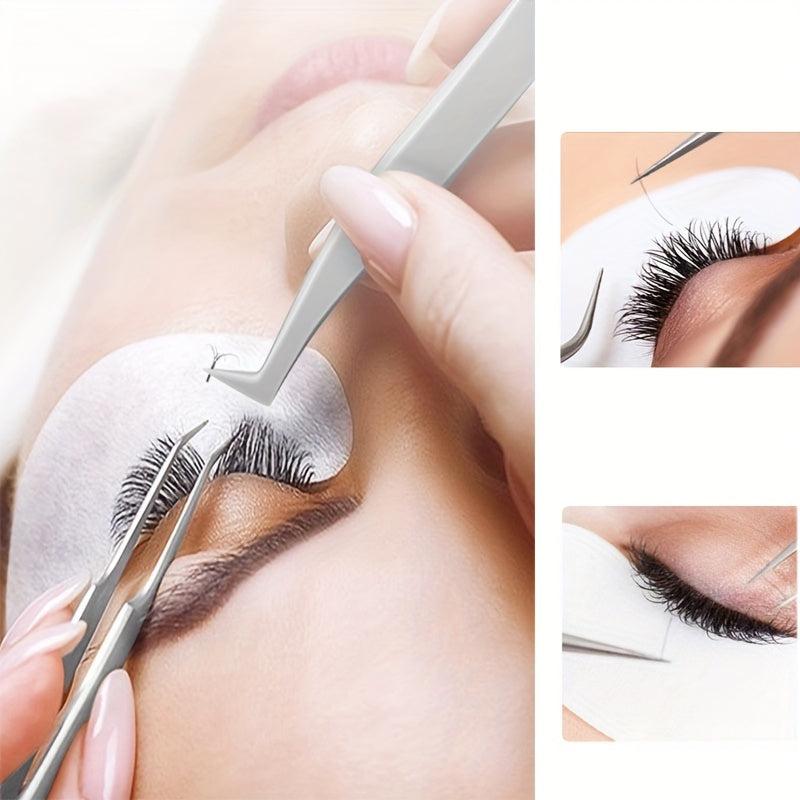 5Pcs Eyelash Extension Tweezers Set Stainless Steel Lash Volume Tools