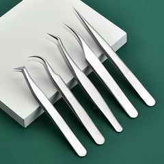 5Pcs Eyelash Extension Tweezers Set Stainless Steel Lash Volume Tools
