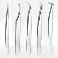 5Pcs Eyelash Extension Tweezers Set Stainless Steel Lash Volume Tools