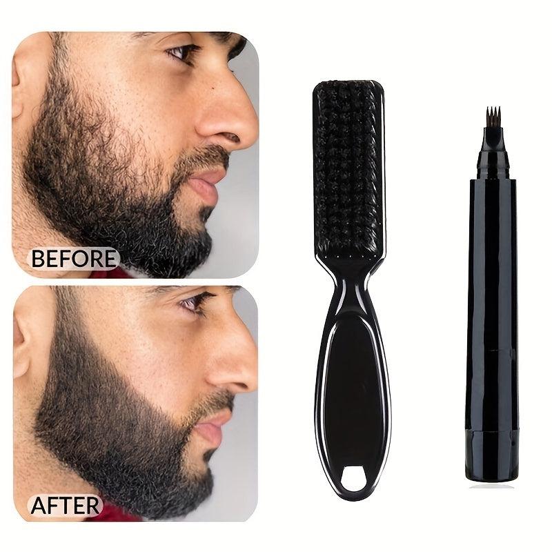 Beard Pen Beard Filler Pencil And Brush Enhancer Waterproof Long Lasting Styling