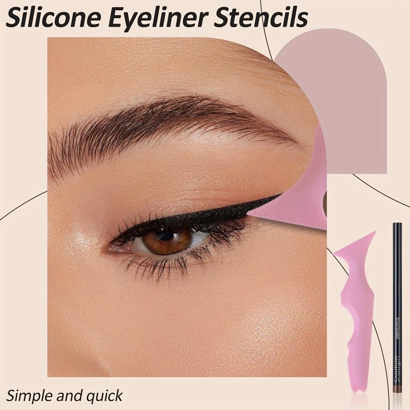 Eyeliner Stencil Set & Pencil - Winged Liner Aid, Eyebrow Stencil, Makeup Tool