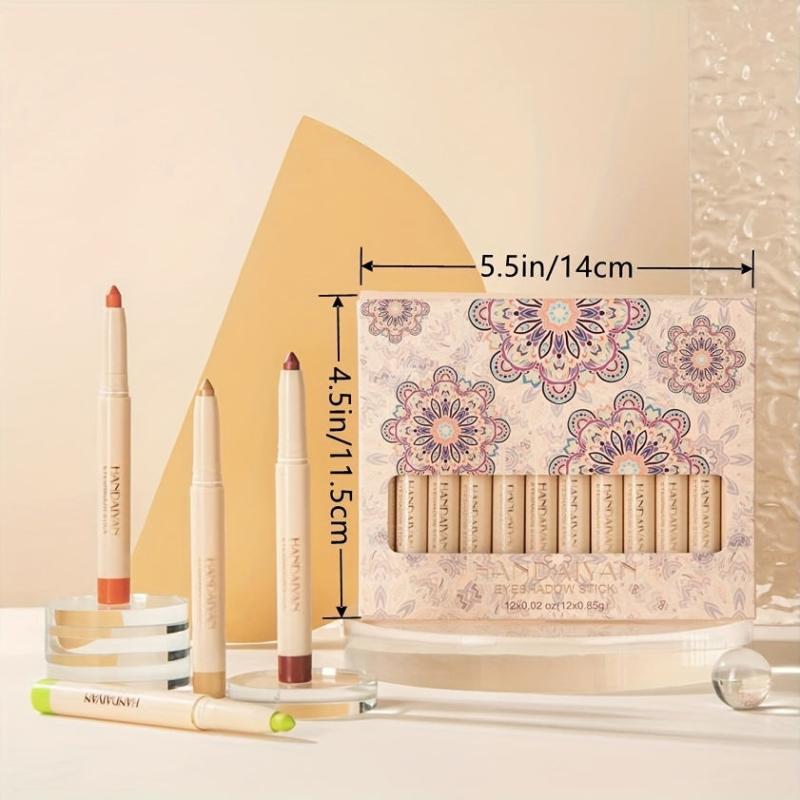 12pcs Matte Rainbow Creamy Eyeshadow Stick Set Waterproof Eyeliner Makeup Pen