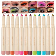 12pcs Matte Rainbow Creamy Eyeshadow Stick Set Waterproof Eyeliner Makeup Pen