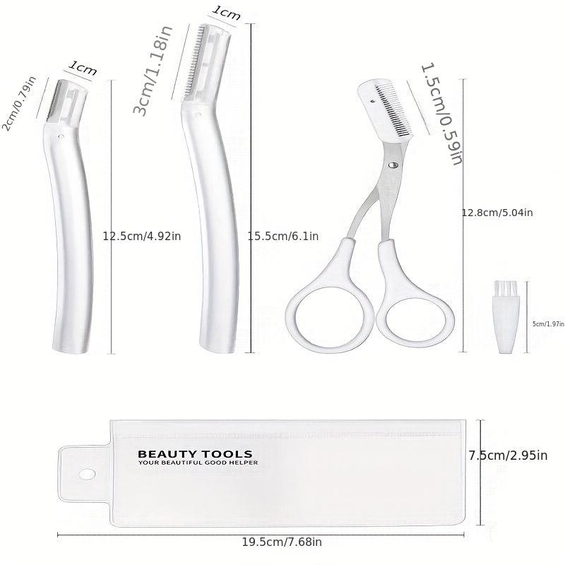 Eyebrow Razor & Scissors Kit with Cleaning Brush