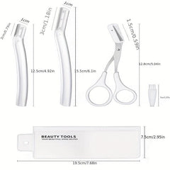 Eyebrow Razor & Scissors Kit with Cleaning Brush