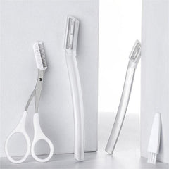 Eyebrow Razor & Scissors Kit with Cleaning Brush