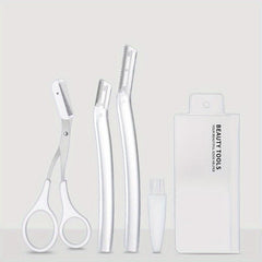 Eyebrow Razor & Scissors Kit with Cleaning Brush