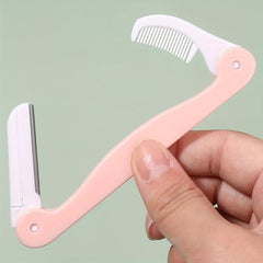2Pcs Folding Eyebrow Razor With Grooming Comb - Exfoliating Dermaplaning Tool
