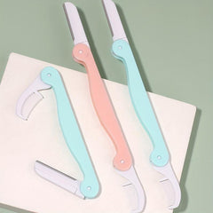 2Pcs Folding Eyebrow Razor With Grooming Comb - Exfoliating Dermaplaning Tool