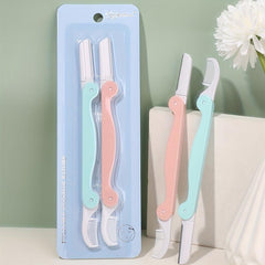 2Pcs Folding Eyebrow Razor With Grooming Comb - Exfoliating Dermaplaning Tool