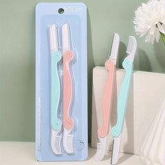2Pcs Folding Eyebrow Razor With Grooming Comb - Exfoliating Dermaplaning Tool