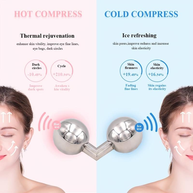 2Pcs Stainless Steel Ice Globes Facial Cooling Roller Sticks for Skin Lifting