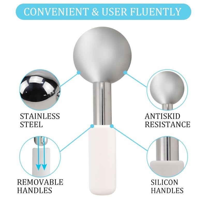 2Pcs Stainless Steel Ice Globes Facial Cooling Roller Sticks for Skin Lifting
