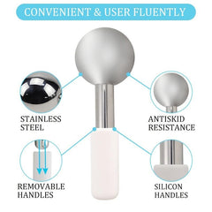 2Pcs Stainless Steel Ice Globes Facial Cooling Roller Sticks for Skin Lifting