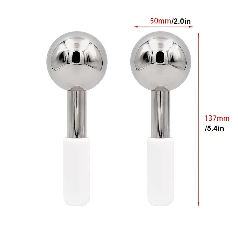 2Pcs Stainless Steel Ice Globes Facial Cooling Roller Sticks for Skin Lifting