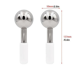 2Pcs Stainless Steel Ice Globes Facial Cooling Roller Sticks for Skin Lifting