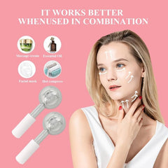 2Pcs Stainless Steel Ice Globes Facial Cooling Roller Sticks for Skin Lifting