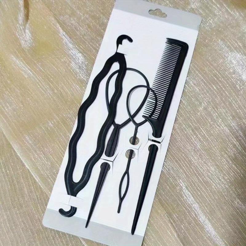 4Pcs Hair Brush Twist Styling Clip Bun Braid Tools Accessories Women Girls