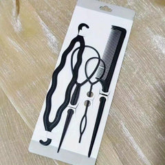 4Pcs Hair Brush Twist Styling Clip Bun Braid Tools Accessories Women Girls
