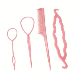4Pcs Hair Brush Twist Styling Clip Bun Braid Tools Accessories Women Girls