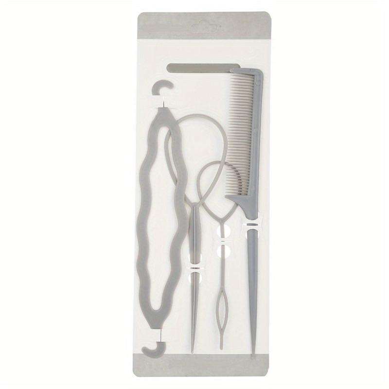 4Pcs Hair Brush Twist Styling Clip Bun Braid Tools Accessories Women Girls