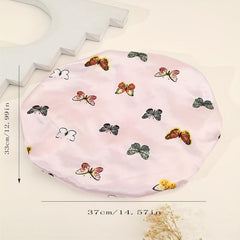 Butterfly Pattern Satin Bonnet with Wide Elastic Band