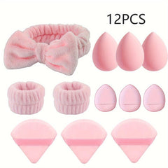 12/15pcs Hair Care Powder Puff and Makeup Sponge Skincare Set