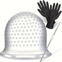 Silicone Hair Highlighting Cap with Hook, Gloves