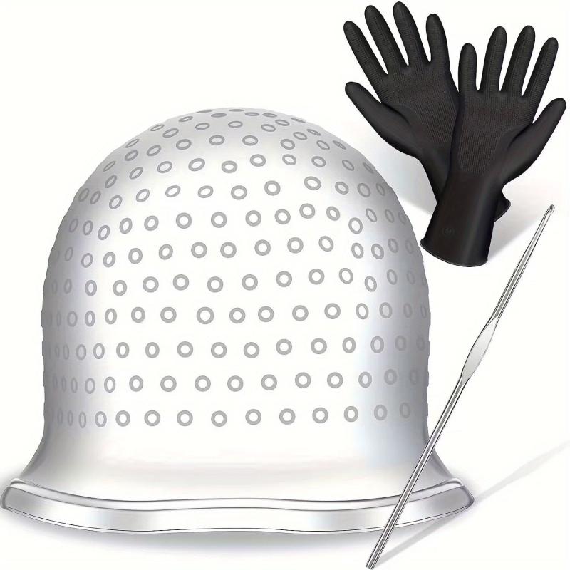 Silicone Hair Highlighting Cap with Hook, Gloves