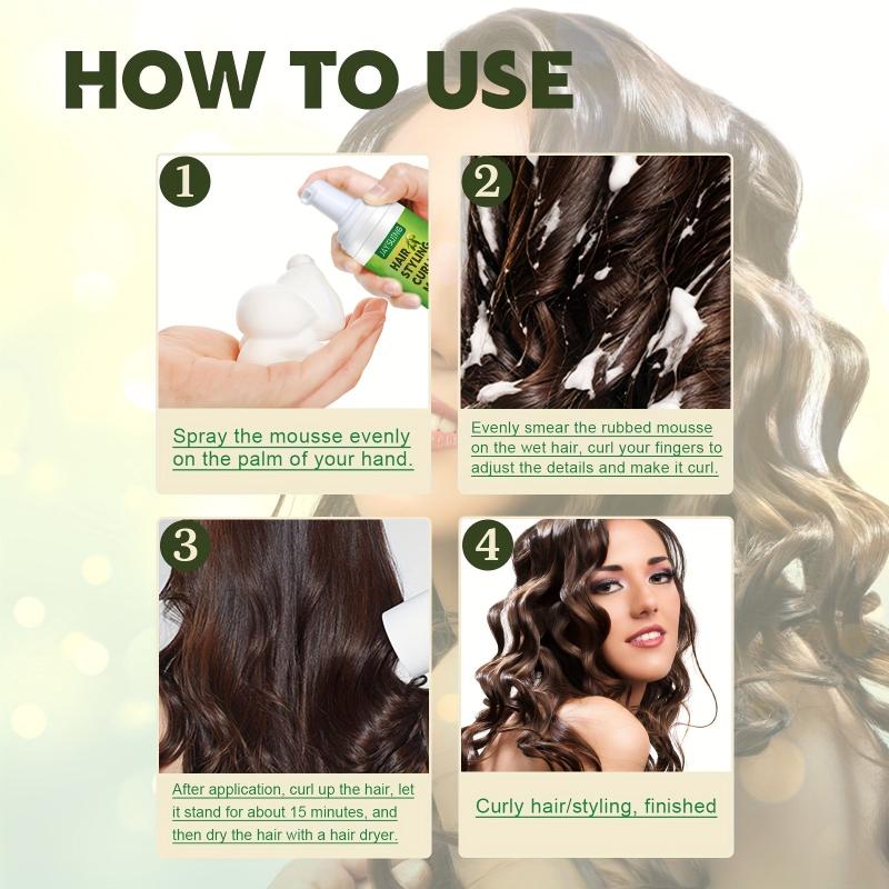 Fluffy Curly Hair Styling Mousse Elastin Anti Frizz Moisturizing Foam