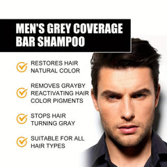 Men's Hair Darkening Shampoo Bar, Cover Grey Hair, Compressed Soap